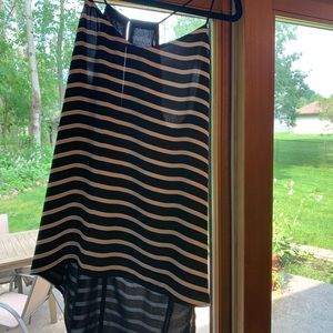 Black and white striped reversible tank- black